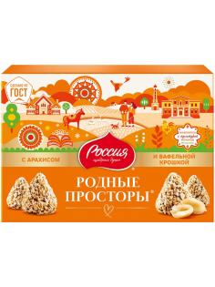 Набор шоколадных конфет Россия - Щедрая Душа! Родные Просторы с арахисом и вафельной крошкой, 180г