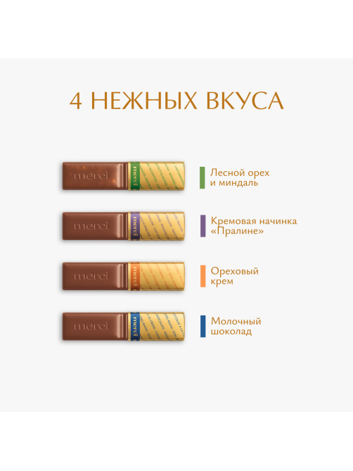 Набор шоколадных конфет Merci Finest Selection Ассорти из молочного шоколада, 250г