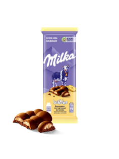 Шоколад Milka Bubbles Банан-йогурт пористый молочный, 87г