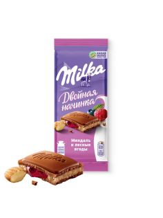 Шоколад Milka Миндаль-лесные ягоды молочный, 80г