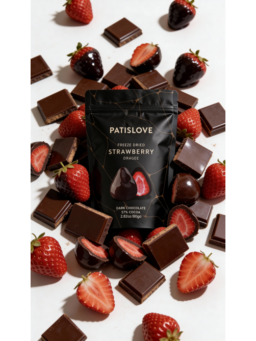 Драже Patislove клубника-темный шоколад, 80г