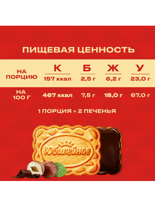 Печенье Юбилейное витаминизированное ореховое с глазурью, 116г