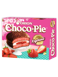 Пирожное Orion Choco Pie Клубника бисквитное, 360г