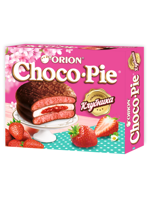 Пирожное Orion Choco Pie Клубника бисквитное, 360г
