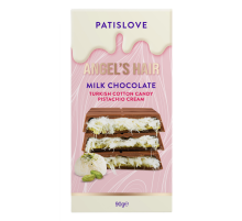 Шоколад Patislove молочный фисташковый крем-сахарная вата, 90г