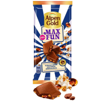 Шоколад Alpen Gold Max Fun Кола-попкорн-карамель молочный, 140г
