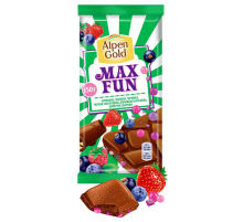 Шоколад Alpen Gold Max Fun Ягоды-карамель-шипучие шарики молочный, 140г