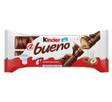 Вафли Kinder Bueno покрытые молочным шоколадом с молочно-ореховой начинкой, 43г