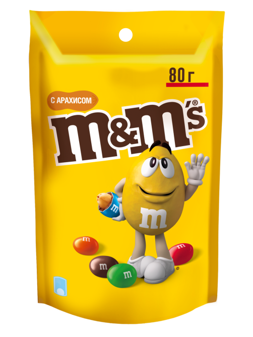 Конфеты M&M's драже с арахисом и молочным шоколадом, 80г