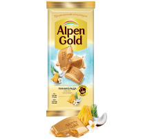 Шоколад белый Alpen Gold Пинаколада в белом шоколаде с фруктовыми кусочками, 80г