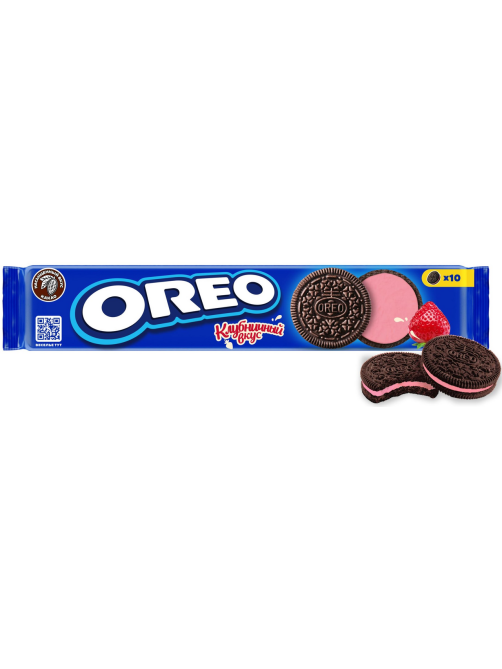 Печенье сэндвич Oreo с какао и клубничной начинкой, 95г