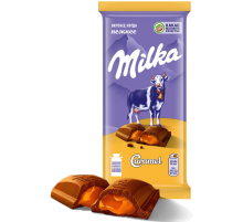 Шоколад Milka молочный с карамельной начинкой, 90г