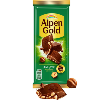 Шоколад молочный Alpen Gold с фундуком, 80г