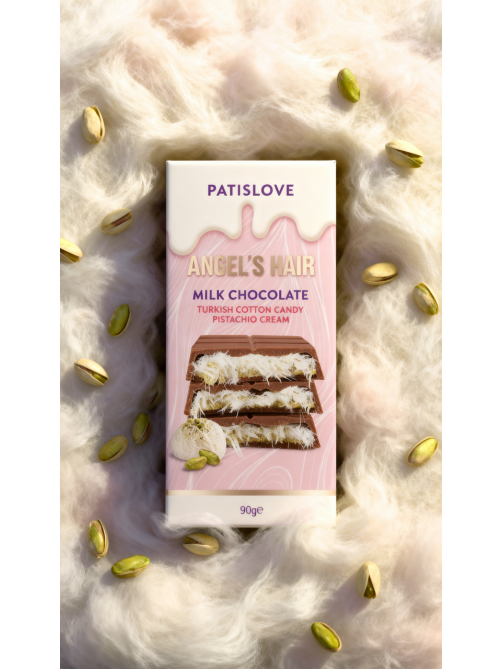 Шоколад Patislove молочный фисташковый крем-сахарная вата, 90г