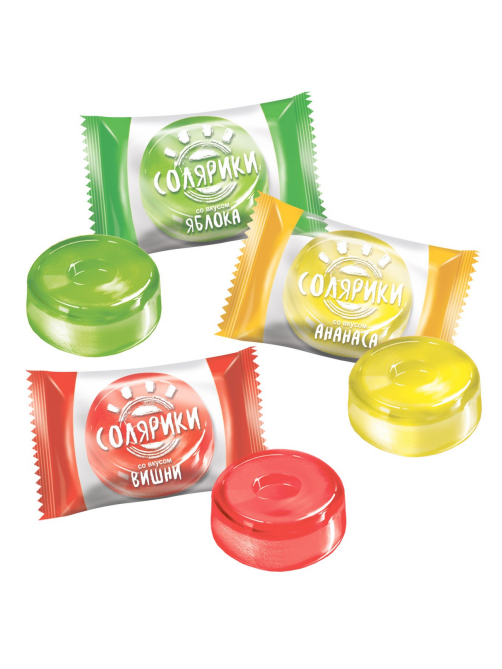 Карамель Kdv Солярики ассорти яблоко, вишня и ананас, 1кг