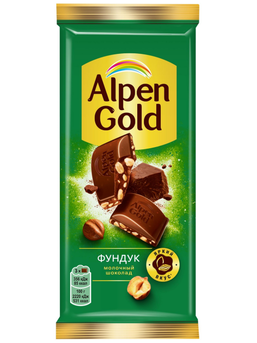 Шоколад молочный Alpen Gold с фундуком, 80г