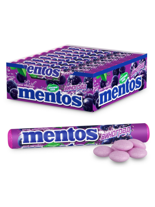 Драже жевательные Mentos виноград, 37.5г