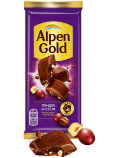 Шоколад молочный Alpen Gold Фундук-изюм, 80г