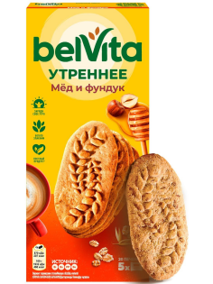 Печенье Belvita Утреннее с фундуком и медом, 225г