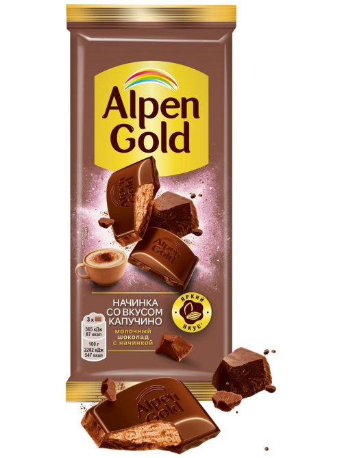 Шоколад молочный Alpen Gold со вкусом капучино, 80г