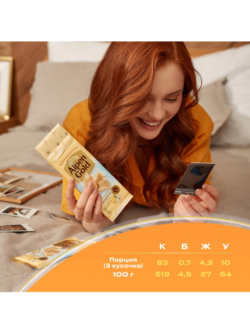 Шоколад белый Alpen Gold Пинаколада в белом шоколаде с фруктовыми кусочками, 80г