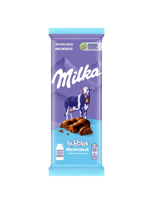 Шоколад Milka Bubbles пористый молочный, 72г