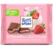 Шоколад Ritter Sport молочный клубника с йогуртом, 100г