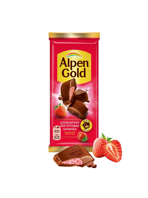 Шоколад молочный Alpen Gold Клубника-йогурт, 80г