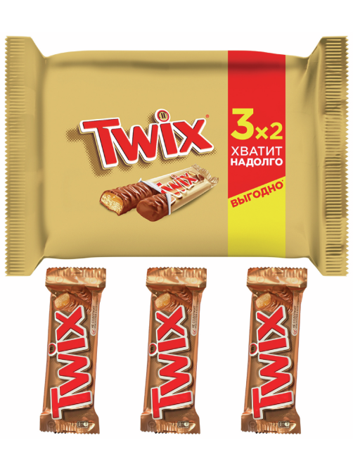 Батончик шоколадный Twix 55г х 3шт, 165г