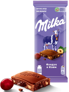 Шоколад Milka Фундук-изюм молочный, 80г
