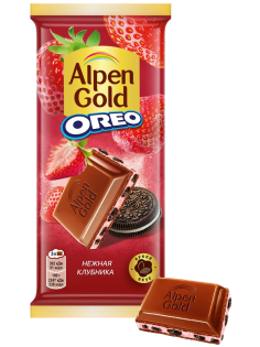 Шоколад Alpen Gold Oreo Нежная клубника молочный, 85г