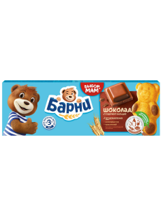 Пирожное Медвежонок Барни бисквитное с шоколадной начинкой, 150г