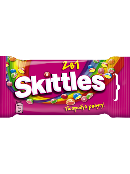 Конфеты Skittles 2в1 жевательные, 38г