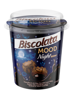 Печенье Biscolata Mood Night с какао и начинкой из черного шоколада, 115г