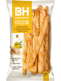 Хлебные палочки Baker House Grissini с семенами подсолнечника и морской солью, 80г