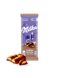 Шоколад Milka Bubbles Капучино пористый молочный, 87г