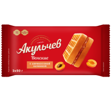 Вафли мягкие Акульчев Венские с абрикосом, 100г