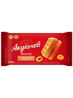 Вафли мягкие Акульчев Венские с абрикосом, 100г