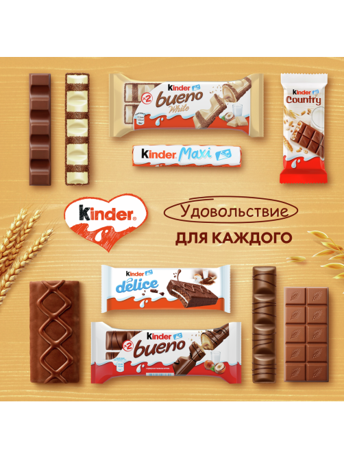 Шоколад молочный Kinder Country с молочно-злаковой начинкой, 23.5г