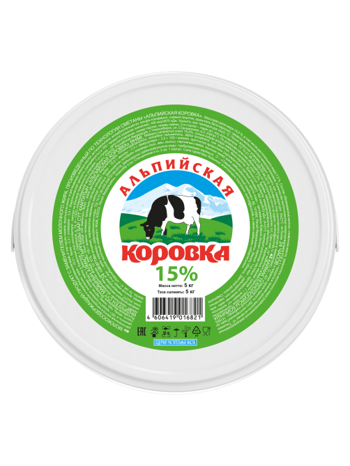Продукт сметанный Альпийская коровка 15%, 5кг