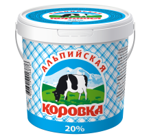 Продукт сметанный Альпийская коровка 20%, 900г
