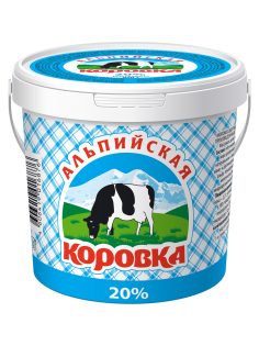 Продукт сметанный Альпийская коровка 20%, 900г