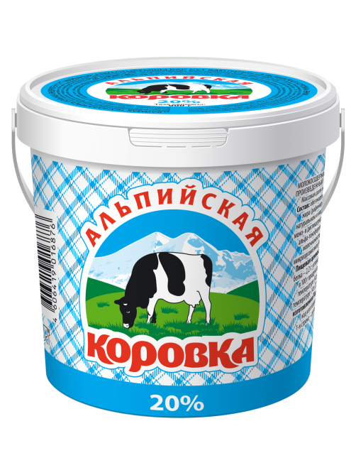 Продукт сметанный Альпийская коровка 20%, 900г
