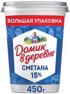Сметана Домик в деревне ГОСТ 15%, 450г