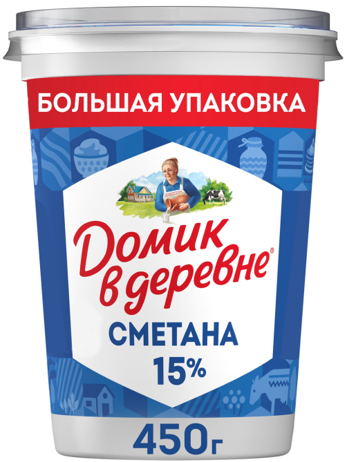 Сметана Домик в деревне ГОСТ 15%, 450г