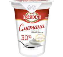 Сметана President 30%, 350г