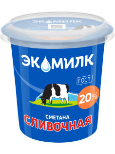 Сметана Экомилк сливочная ГОСТ 20%, 300г