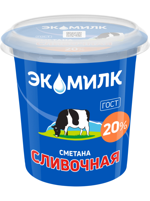 Сметана Экомилк сливочная ГОСТ 20%, 300г