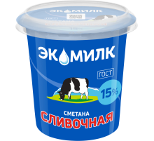 Сметана Экомилк сливочная ГОСТ 15%, 300г