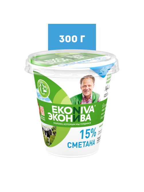 Сметана Эконива 15%, 300г